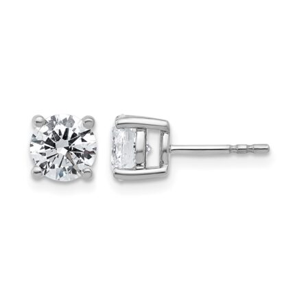 14k White Gold 2 carat Certified Lab Grown Diamond VS+ F+ Round Complete Four Prong Heavyweight Stud Earrings