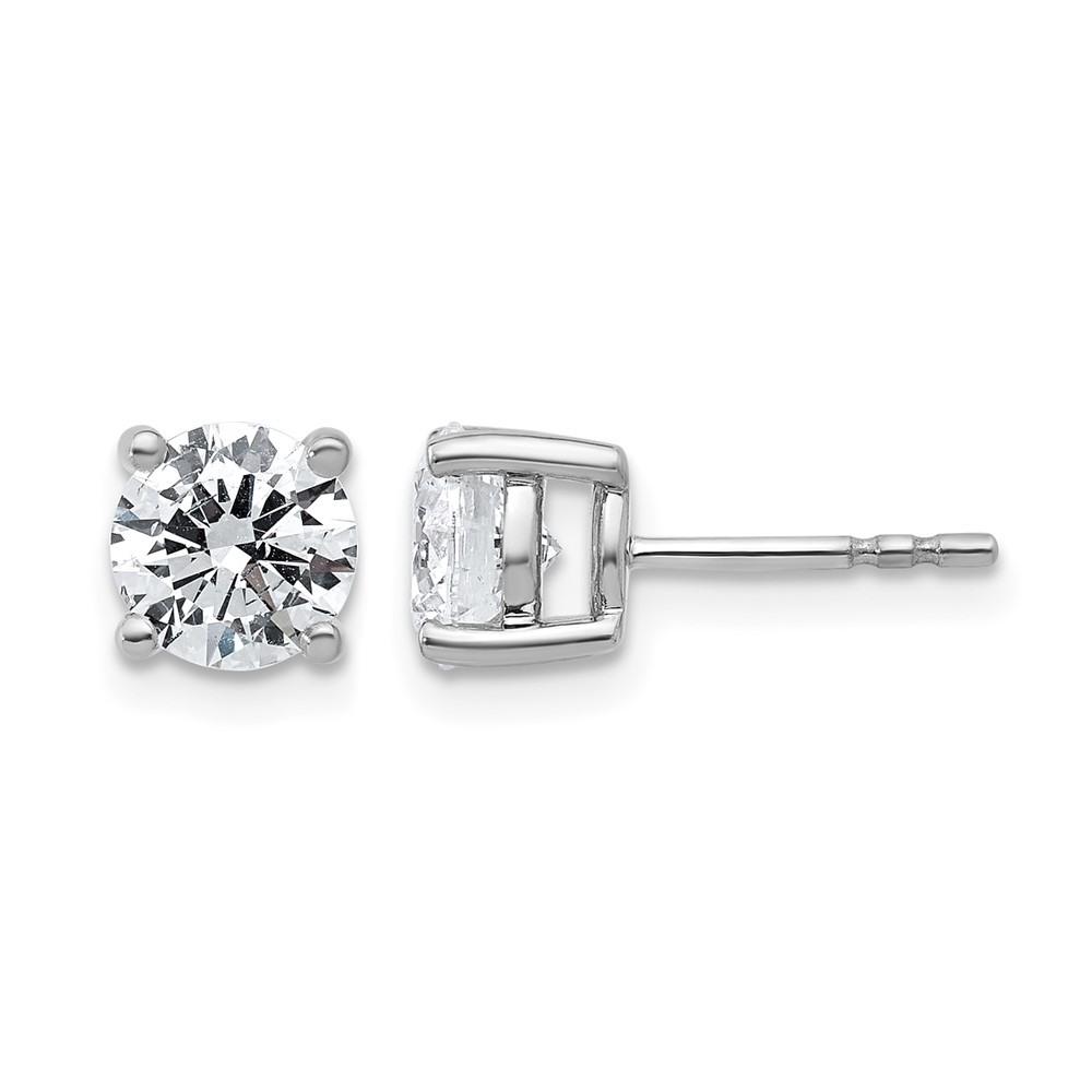 EM1006-200-WAA.jpg 14k White Gold 2 carat Certified Lab Grown Diamond VS+ F+ Round Complete Four Prong Heavyweight Stud Earrings - Image 1