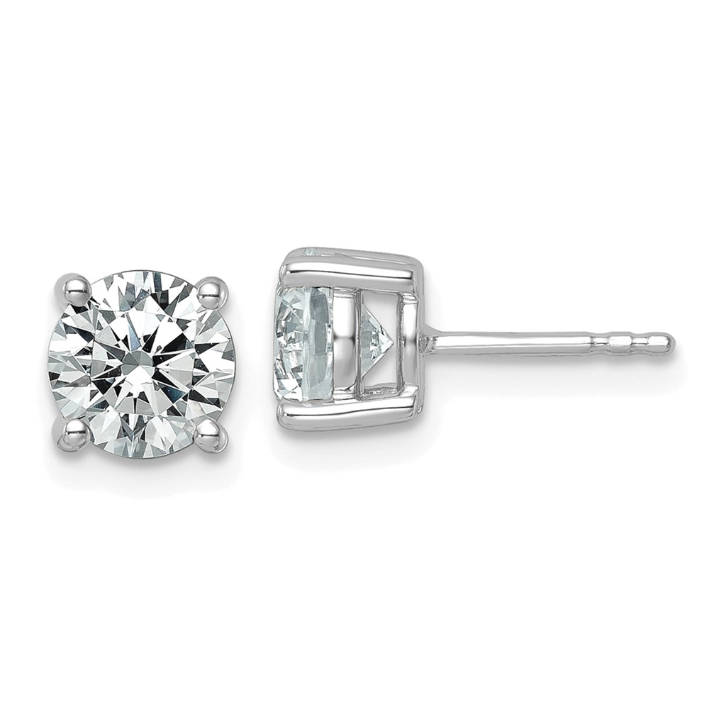EM1006-250-PLAA-1.jpg Platinum 2 1/2 carat Lab Grown Diamond VS+ F+ Round Complete Four Prong Stud Earrings - Image 1