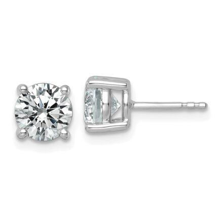 Platinum 2 1/2 carat Certified Lab Grown Diamond VS+ F+ Round Complete Four Prong Stud Earrings