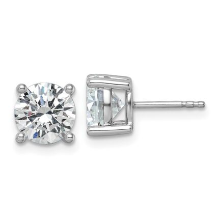 Platinum 3 carat Lab Grown Diamond VS+ F+ Round Complete Four Prong Stud Earrings