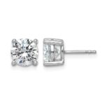 14k White Gold 3 carat Certified Lab Grown Diamond VS/SI+ G+ Round Complete Four Prong Screwback Heavyweight Stud Earrings