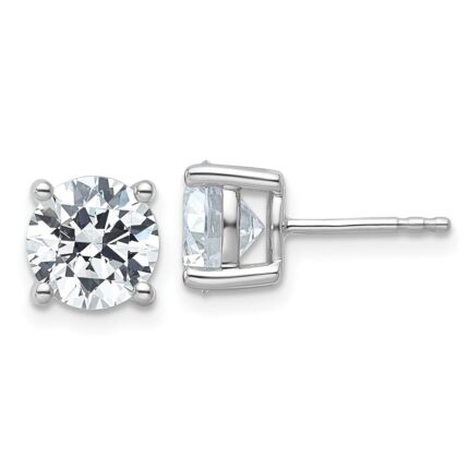 18k White Gold 4 carat Certified Lab Grown Diamond VS+ F+ Round Complete Four Prong Stud Earrings