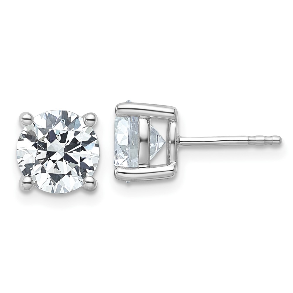 EM1006-400-PLAA-1.jpg Platinum 4 carat Lab Grown Diamond VS+ F+ Round Complete Four Prong Stud Earrings - Image 1