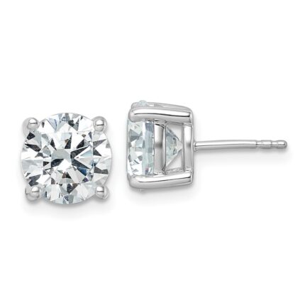 Platinum 5 carat Lab Grown Diamond VS+ F+ Round Complete Four Prong Stud Earrings