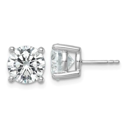 Platinum 6 carat Lab Grown Diamond VS+ F+ Round Complete Four Prong Stud Earrings