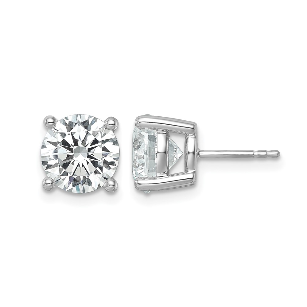 EM1006-600-WAA.jpg 14k White Gold 6 carat Certified Lab Grown Diamond VS+ F+ Round Complete Four Prong Lightweight Stud Earrings - Image 1