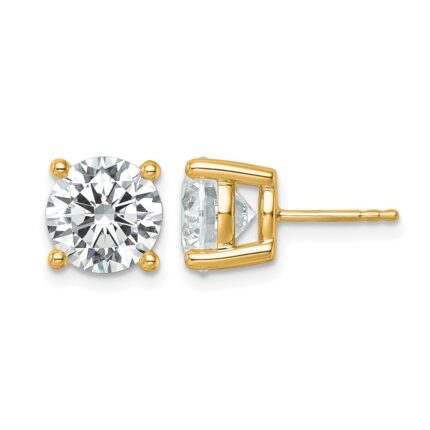 14k 6 carat Lab Grown Diamond VS/SI+ G+ Round Complete Four Prong Heavyweight Stud Earrings