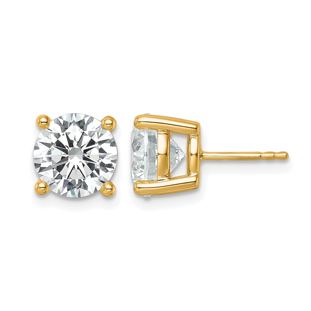 EM1006-600-YAA.jpg 14k 6 carat Lab Grown Diamond VS/SI+ G+ Round Complete Four Prong Heavyweight Stud Earrings - Image 1