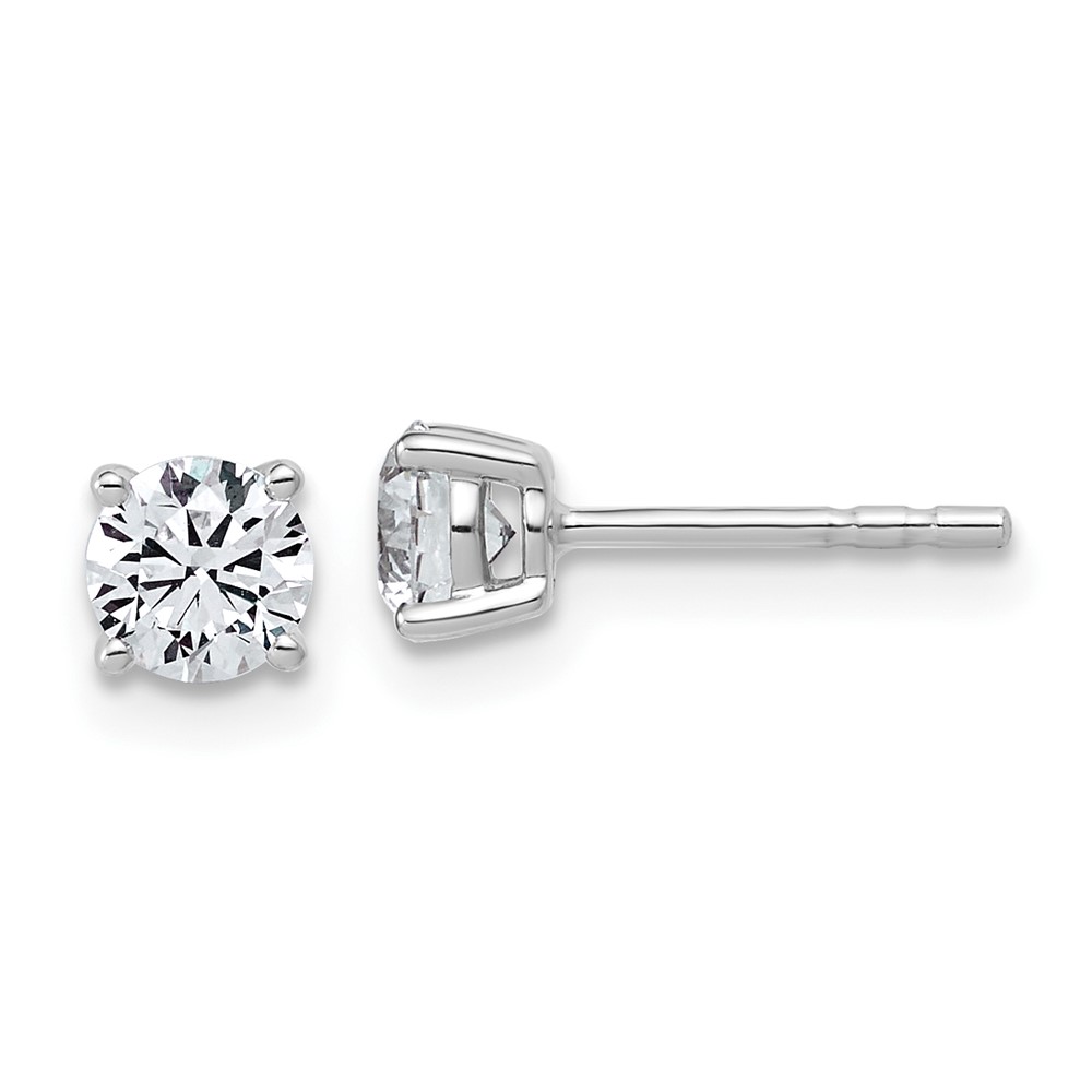 EM1006L-066-WAA.jpg 14k White Gold 5/8 carat Lab Grown Diamond VS+ F+ Round Complete Four Prong Lightweight Stud Earrings - Image 1