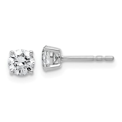 14k White Gold 3/4 carat Lab Grown Diamond VS+ F+ Round Complete Four Prong Lightweight Stud Earrings