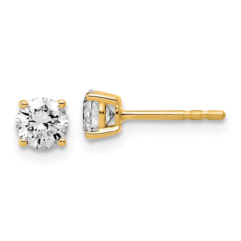 EM1006L-075-YAA.jpg 14k 3/4 carat Lab Grown Diamond VS+ F+ Round Complete Four Prong Lightweight Stud Earrings - Image 1