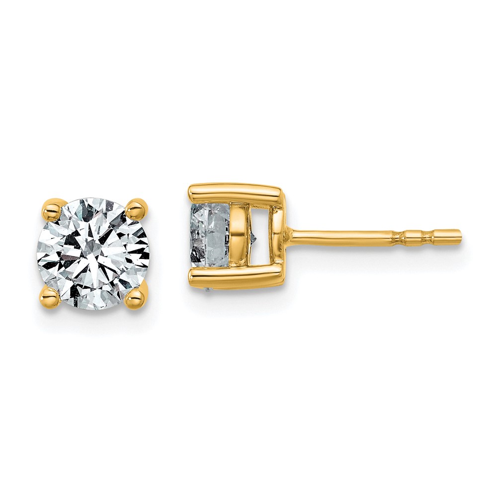 EM1006L-150-YAA.jpg 14k 1 1/2 carat Lab Grown Diamond VS/SI+ G+ Round Complete Four Prong Lightweight Stud Earrings - Image 1