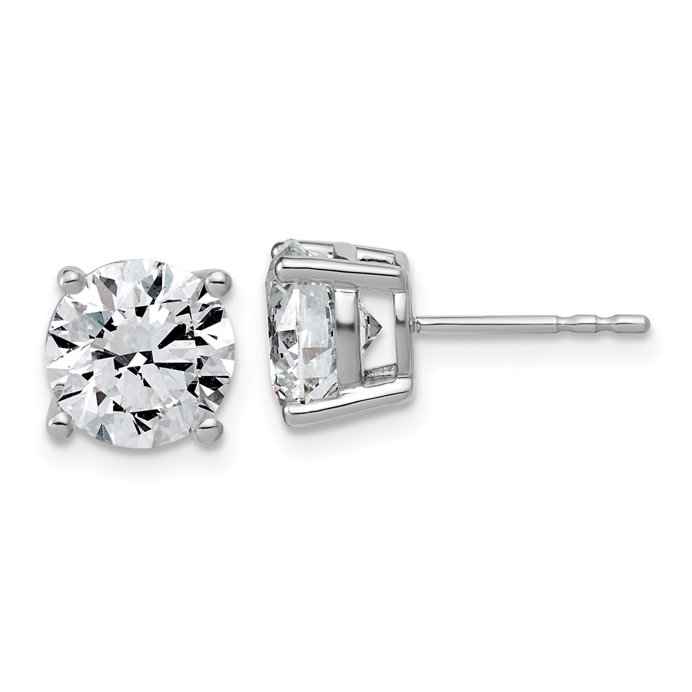 EM1006L-400-WAA-1.jpg 14k White Gold 4 carat Lab Grown Diamond VS/SI+ G+ Round Complete Four Prong Lightweight Stud Earrings - Image 1