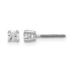 14k White Gold 1/5 carat Lab Grown Diamond VS+ F+ Round Complete Four Prong Screwback Heavyweight Stud Earrings