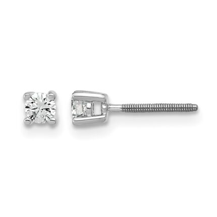 14k White Gold 1/5 carat Lab Grown Diamond VS/SI+ G+ Round Complete Four Prong Screwback Heavyweight Stud Earrings