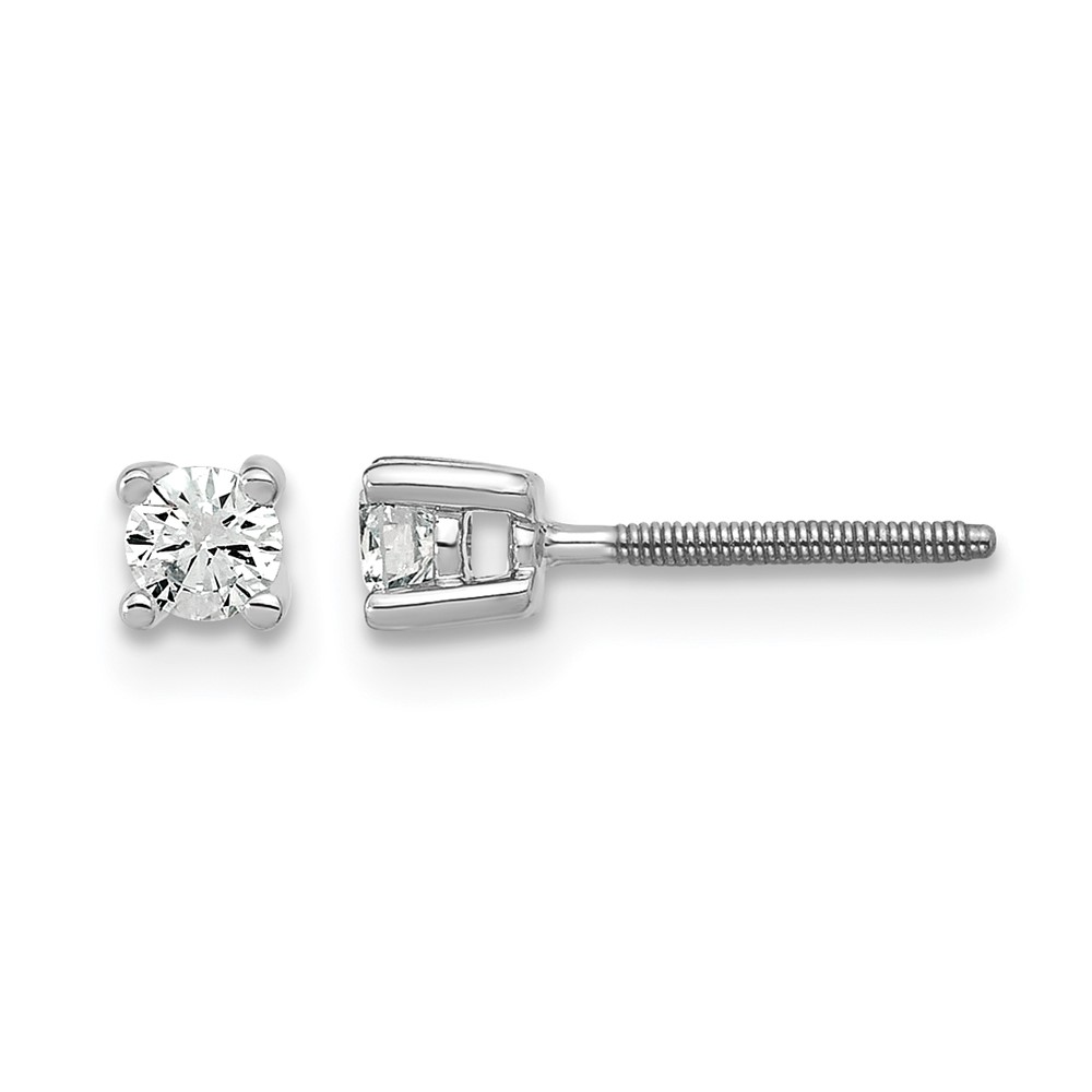 EM1006S-020-WAA-5.jpg 14k White Gold 1/5 carat Lab Grown Diamond VS/SI+ G+ Round Complete Four Prong Screwback Heavyweight Stud Earrings - Image 1
