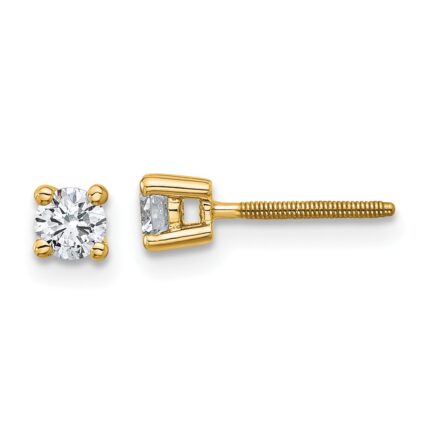 18k 1/3 carat Certified Lab Grown Diamond VS+ F+ Round Complete Four Prong Screwback Stud Earrings