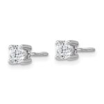 18k White Gold 1/2 carat Lab Grown Diamond VS+ F+ Round Complete Four Prong Screwback Stud Earrings - Image 2