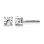 14k White Gold 1/2 carat Certified Lab Grown Diamond VS+ F+ Round Complete Four Prong Screwback Heavyweight Stud Earrings