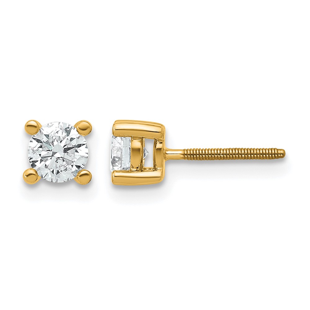 EM1006S-066-YAA-5.jpg 14k 5/8 carat Lab Grown Diamond VS+ F+ Round Complete Four Prong Screwback Heavyweight Stud Earrings - Image 1