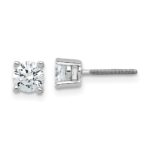 18k White Gold 3/4 carat Lab Grown Diamond VS+ F+ Round Complete Four Prong Screwback Stud Earrings