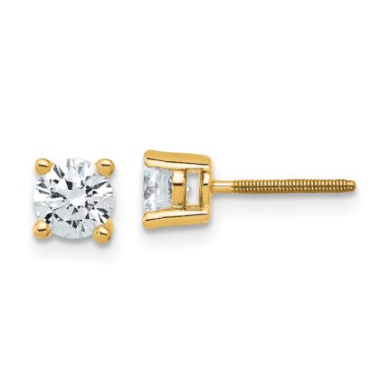 18k 3/4 carat Lab Grown Diamond VS+ F+ Round Complete Four Prong Screwback Stud Earrings