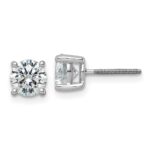 18k White Gold 6 carat Lab Grown Diamond VS+ F+ Round Complete Four Prong Screwback Stud Earrings