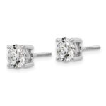 18k White Gold 3 carat Lab Grown Diamond VS+ F+ Round Complete Four Prong Screwback Stud Earrings - Image 2
