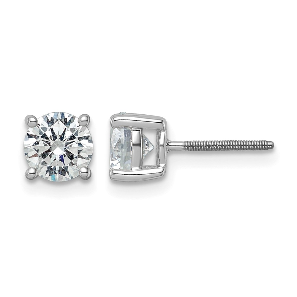 EM1006S-200-WAA-10.jpg 14k White Gold 3 carat Lab Grown Diamond VS/SI+ G+ Round Complete Four Prong Screwback Heavyweight Stud Earrings - Image 1
