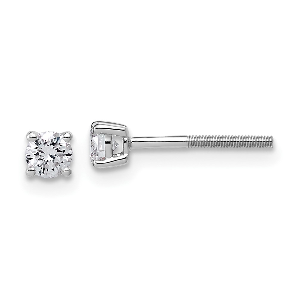 EM1006SL-033-WAA-1.jpg 14k White Gold 1/3 carat Lab Grown Diamond VS/SI+ G+ Round Complete Four Prong Lightweight Screwback Stud Earrings - Image 1