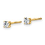 14k 1/3 carat Lab Grown Diamond VS+ F+ Round Complete Four Prong Lightweight Screwback Stud Earrings - Image 2