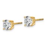 14k 2 carat Lab Grown Diamond VS/SI+ G+ Round Complete Four Prong Lightweight Screwback Stud Earrings - Image 2