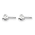 14k White Gold 1/5 carat Lab Grown Diamond VS/SI+ G+ Round Complete Three Prong Stud Earrings - Image 2