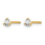 14k 1/5 carat Certified Lab Grown Diamond VS+ F+ Round Complete Three Prong Stud Earrings - Image 2