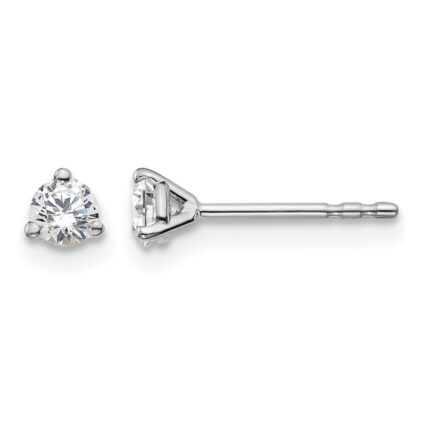 14k White Gold 1/4 carat Lab Grown Diamond VS+ F+ Round Complete Three Prong Stud Earrings