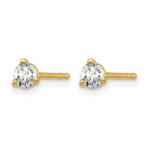 14k 1/4 carat Lab Grown Diamond VS+ F+ Round Complete Three Prong Stud Earrings - Image 2