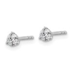 18k White Gold 1/3 carat Lab Grown Diamond VS+ F+ Round Complete Three Prong Stud Earrings - Image 2