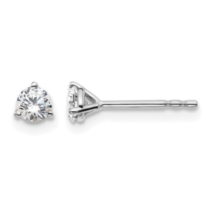 14k White Gold 1/3 carat Lab Grown Diamond VS/SI+ G+ Round Complete Three Prong Stud Earrings