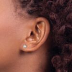 14k White Gold 3/8 carat Lab Grown Diamond VS+ F+ Round Complete Three Prong Stud Earrings - Image 3