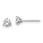 18k White Gold 1/2 carat Lab Grown Diamond VS+ F+ Round Complete Three Prong Stud Earrings