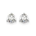 14k White Gold 1/2 carat Certified Lab Grown Diamond VS+ F+ Round Complete Three Prong Stud Earrings - Image 3
