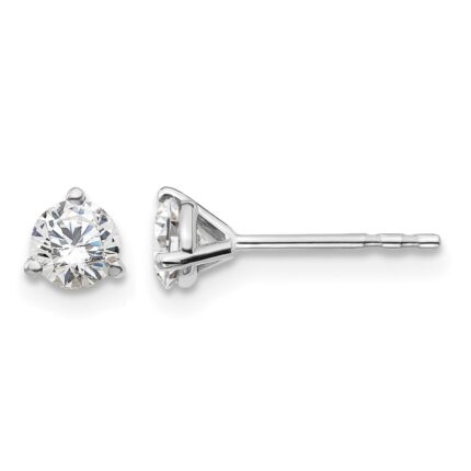 14k White Gold 1/2 carat Lab Grown Diamond VS+ F+ Round Complete Three Prong Stud Earrings