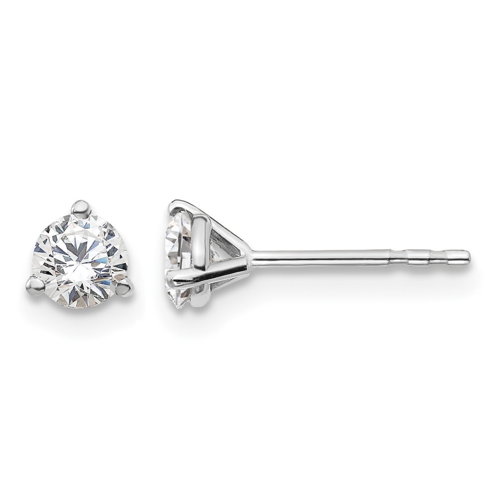 EM1007-050-WAA-5.jpg 14k White Gold 1/2 carat Lab Grown Diamond VS+ F+ Round Complete Three Prong Stud Earrings - Image 1
