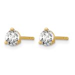 14k 1/2 carat Certified Lab Grown Diamond VS+ F+ Round Complete Three Prong Stud Earrings - Image 2