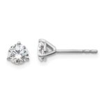 18k White Gold 3/4 carat Lab Grown Diamond VS+ F+ Round Complete Three Prong Stud Earrings