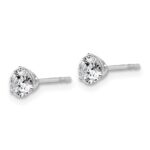 18k White Gold 3/4 carat Lab Grown Diamond VS+ F+ Round Complete Three Prong Stud Earrings - Image 2