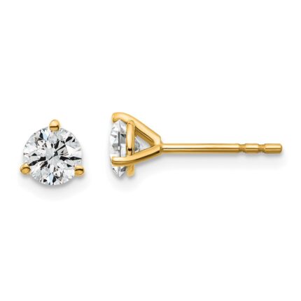 18k 3/4 carat Certified Lab Grown Diamond VS+ F+ Round Complete Three Prong Stud Earrings
