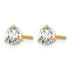 14k 3/4 carat Certified Lab Grown Diamond VS/SI+ G+ Round Complete Three Prong Stud Earrings - Image 2