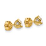18k 1 carat Lab Grown Diamond VS+ F+ Round Complete Three Prong Stud Earrings - Image 3
